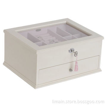 Wooden jewelry box with glass